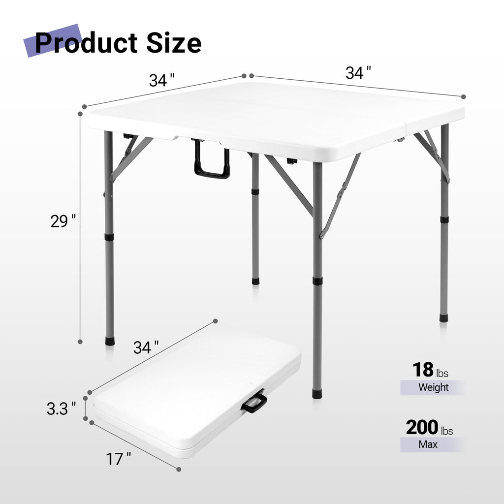Byliable 34" Square Folding Table