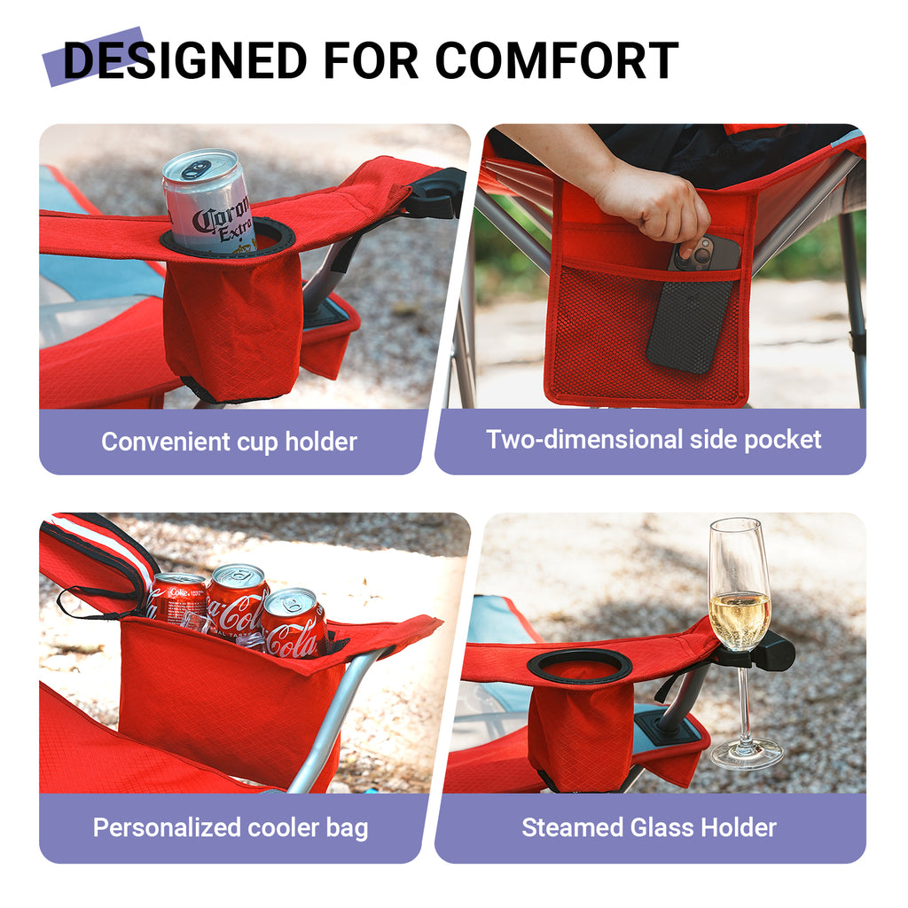Large Folding Camping Chair with Cooler Bag