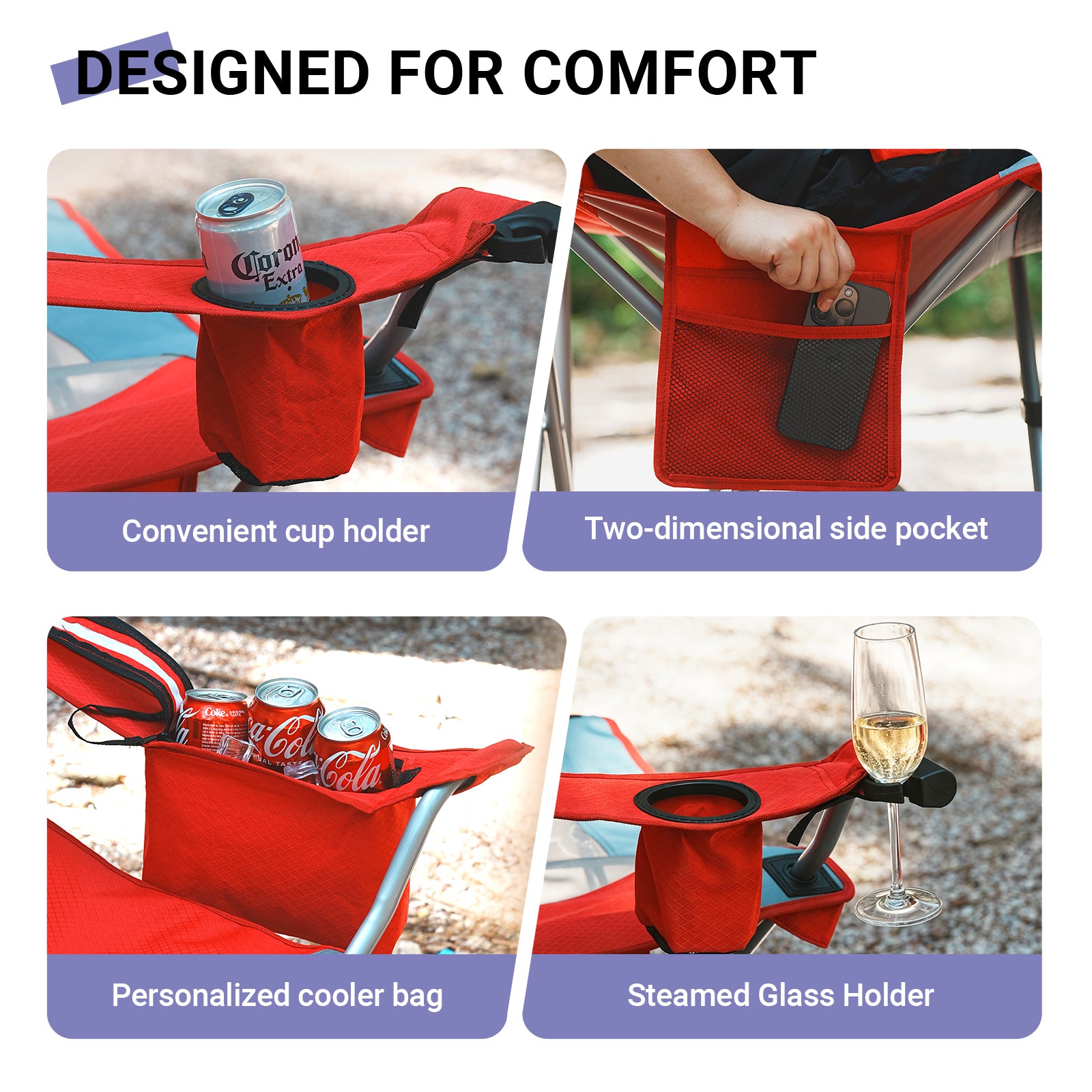 Large Folding Camping Chair with Cooler Bag