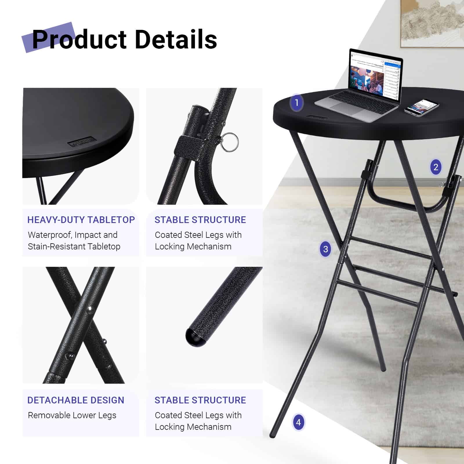 28in Cocktail Table with Removable Legs