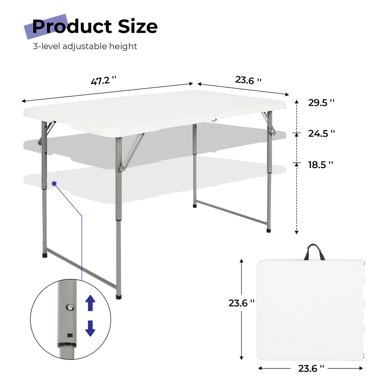 4ft Portable Heavy Duty Plastic Folding Table