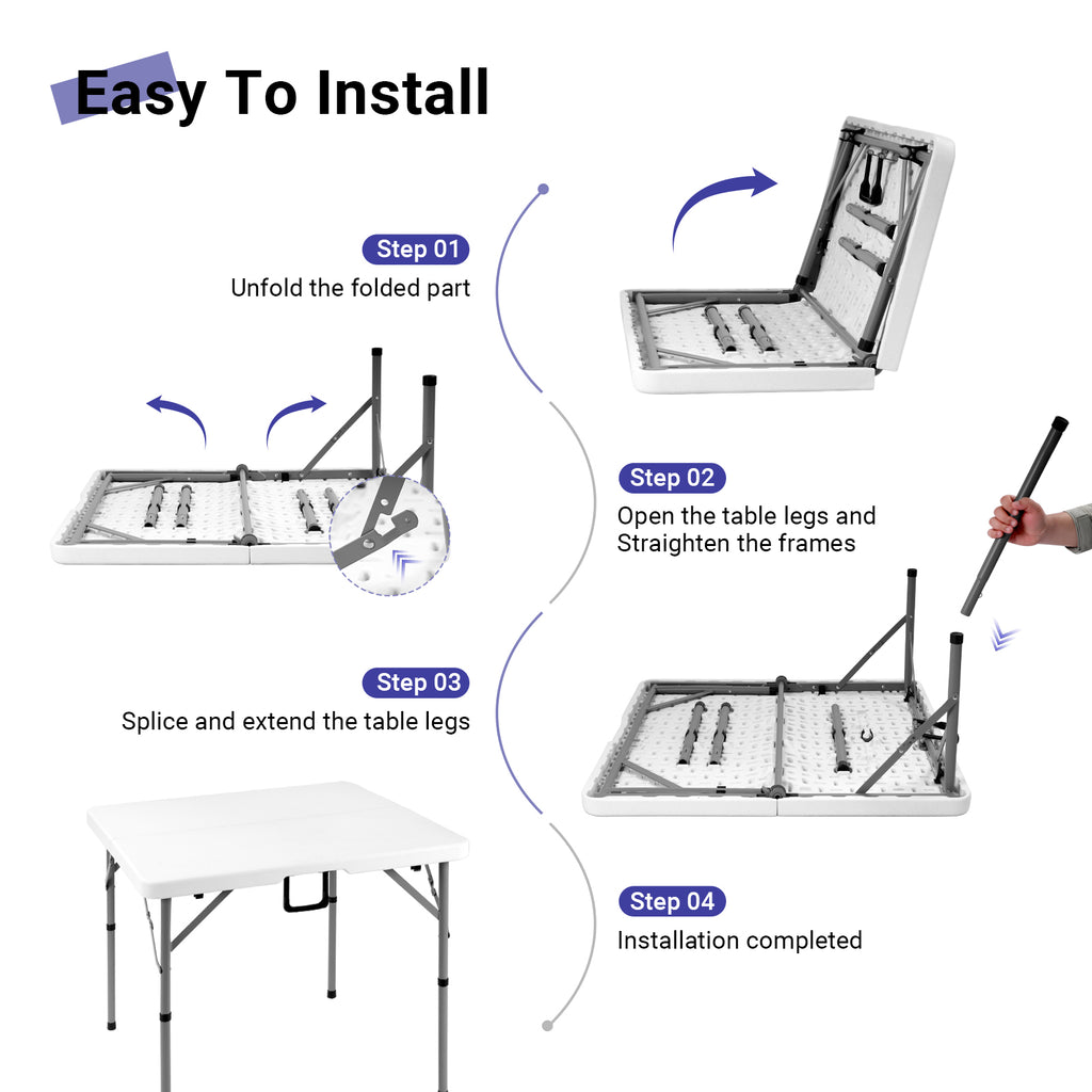 Byliable 34" Square Folding Table