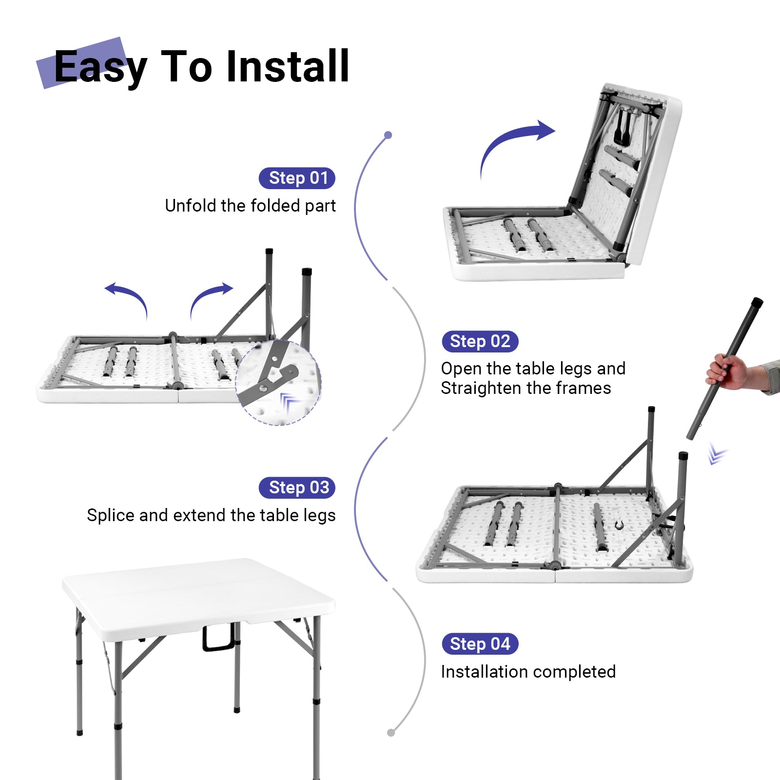 Byliable 34" Square Folding Table