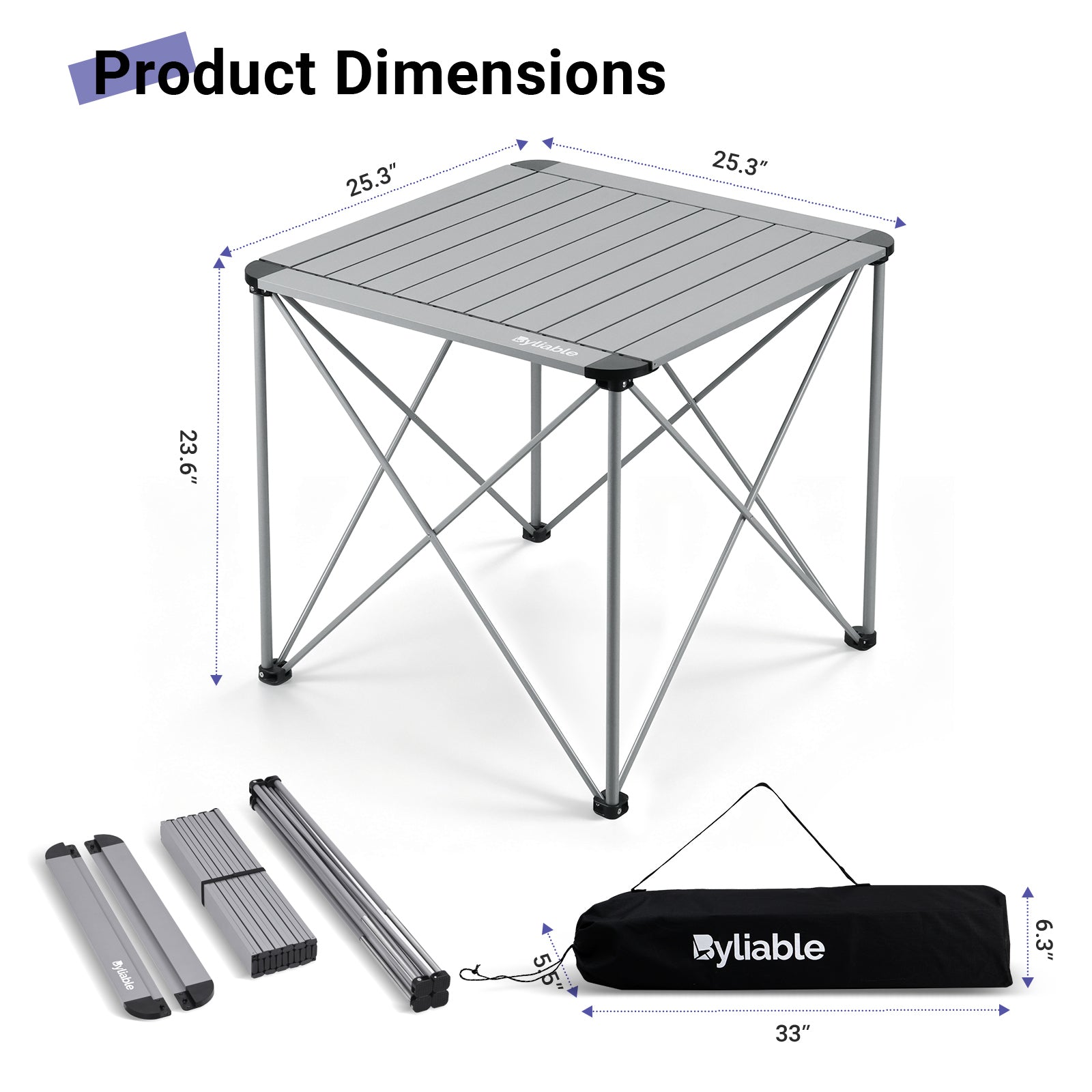 Portable Square Aluminum Camping Table