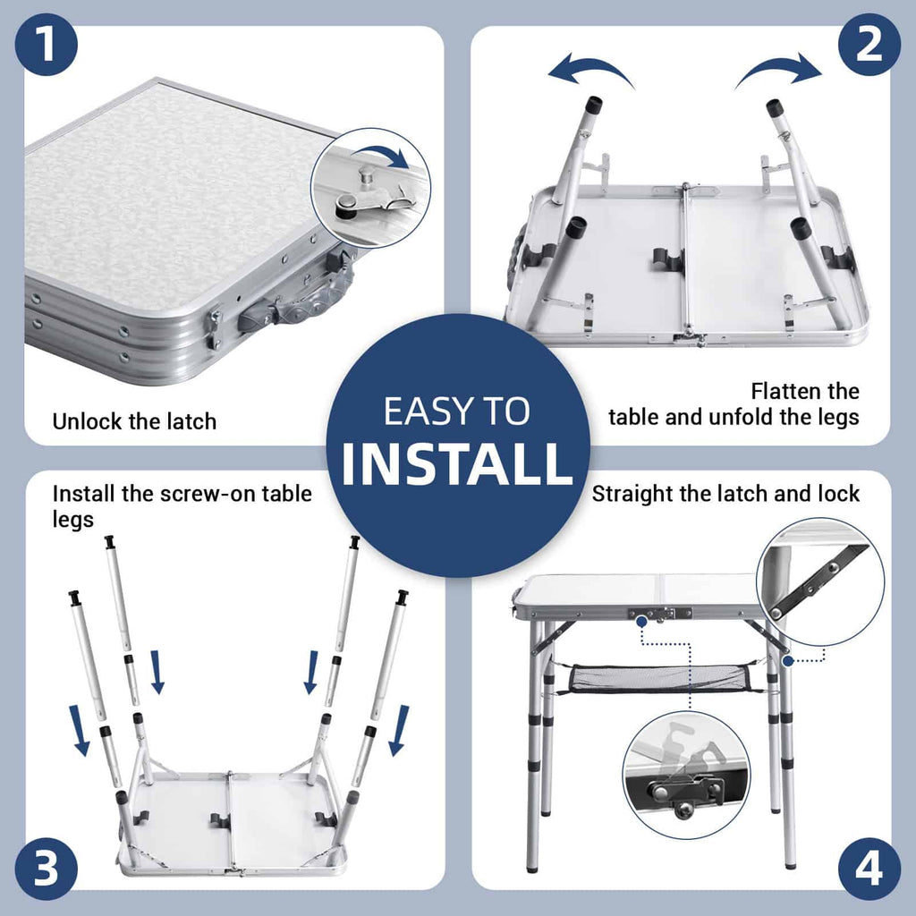 2ft Portable Aluminum Camping Table