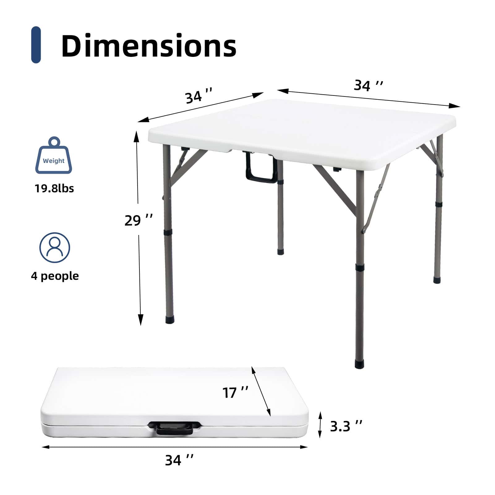 34" Square Folding Card Table