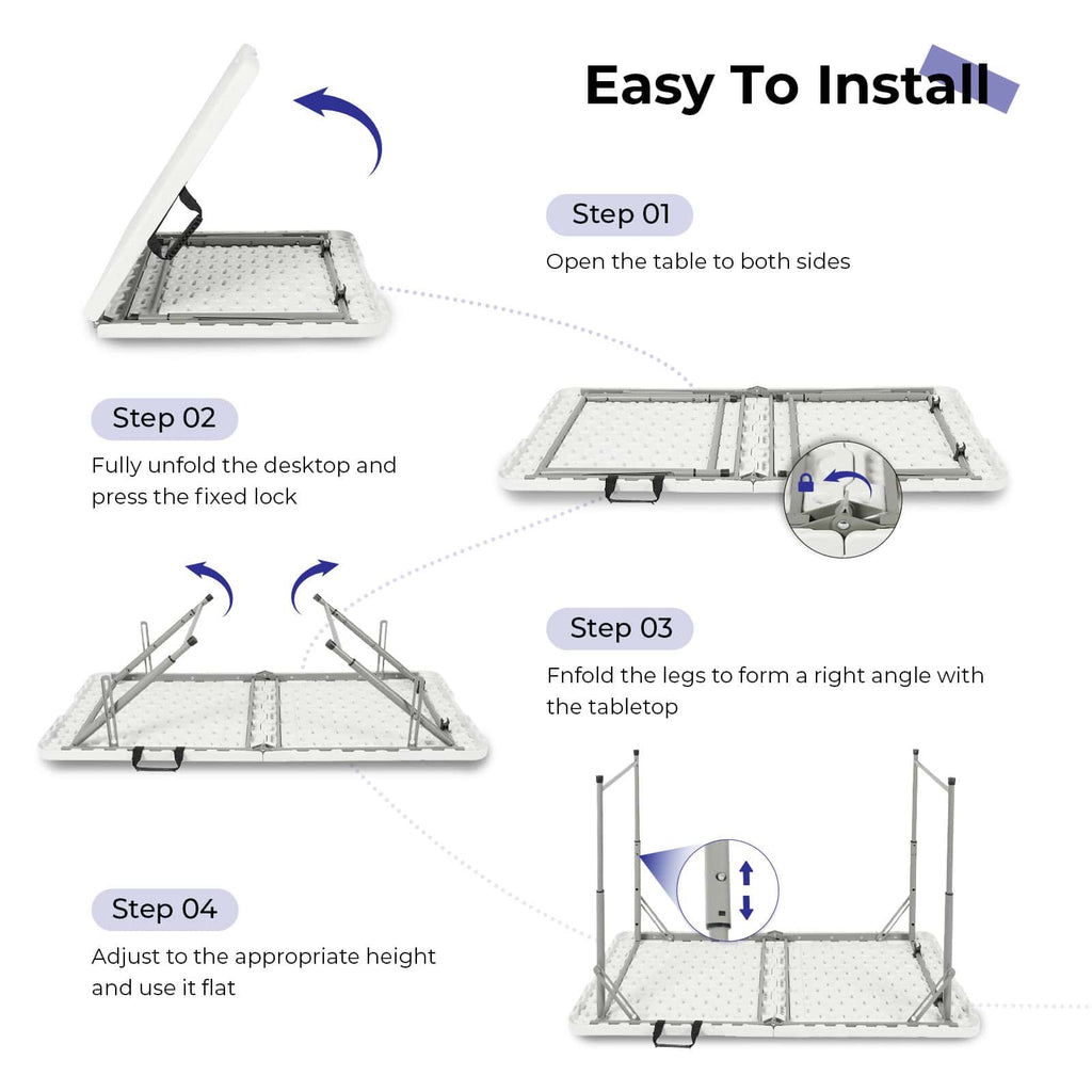 4ft Portable Heavy Duty Plastic Folding Table