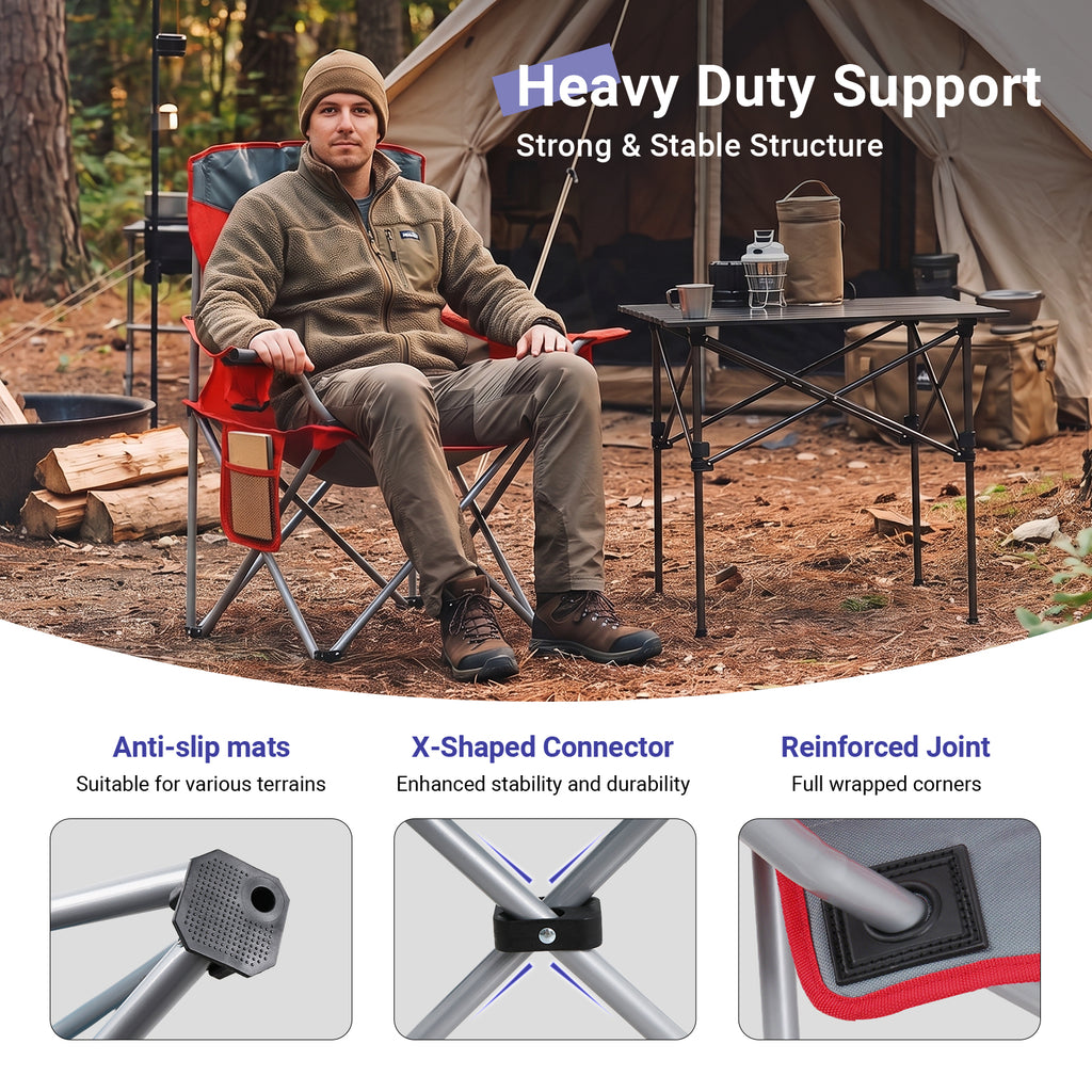 Large Folding Camping Chair with Cooler Bag