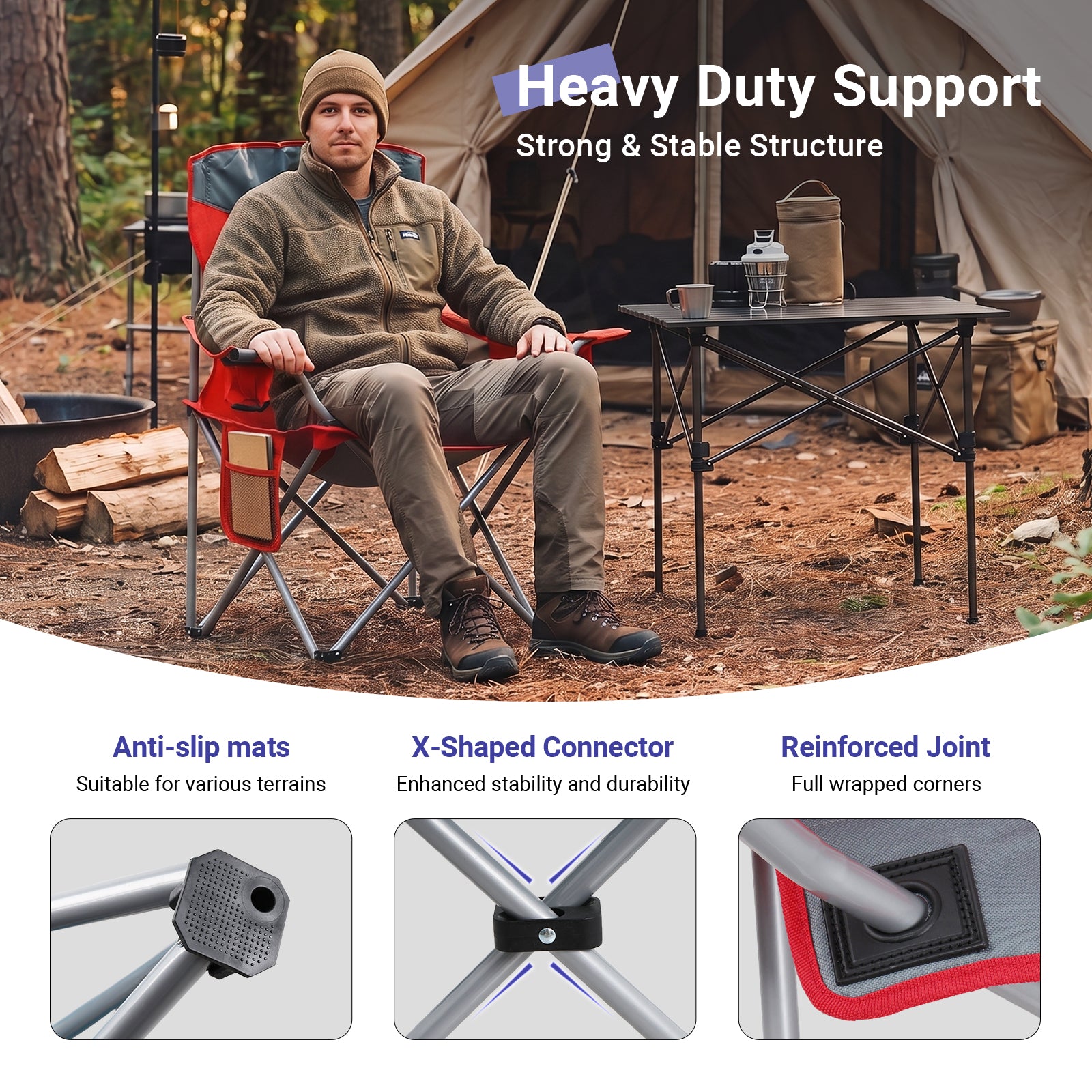 Large Folding Camping Chair with Cooler Bag