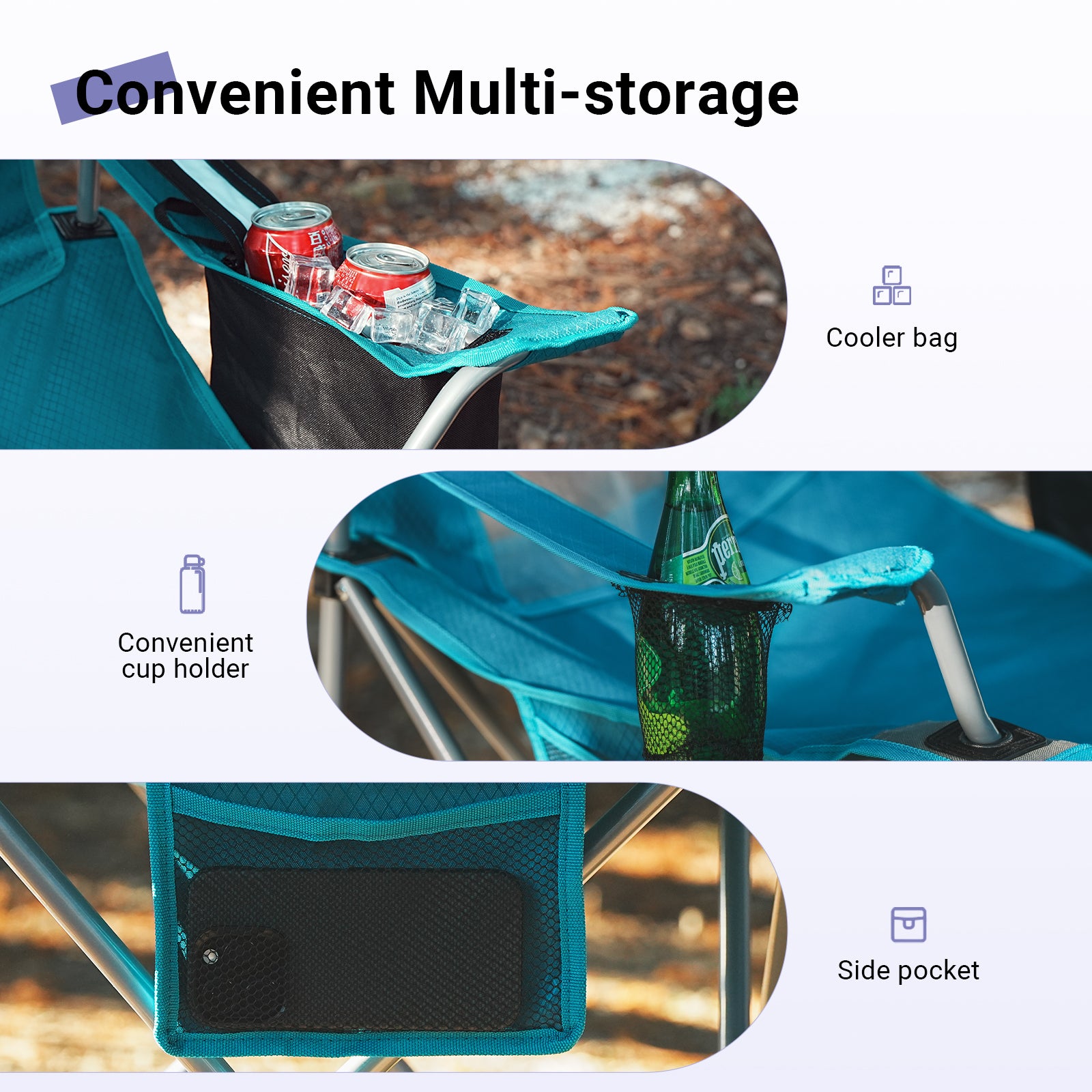 Folding Camping Chair with Cooler Bag