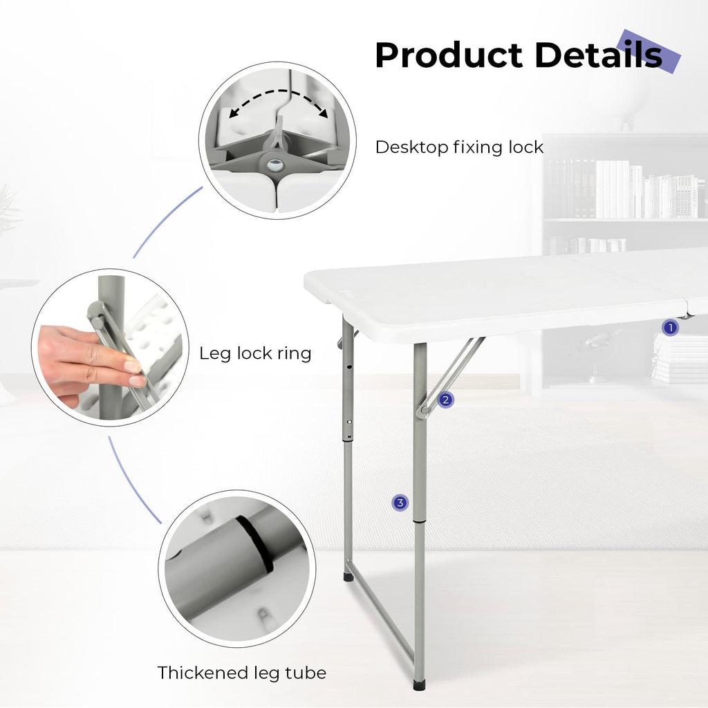 4ft Portable Heavy Duty Plastic Folding Table