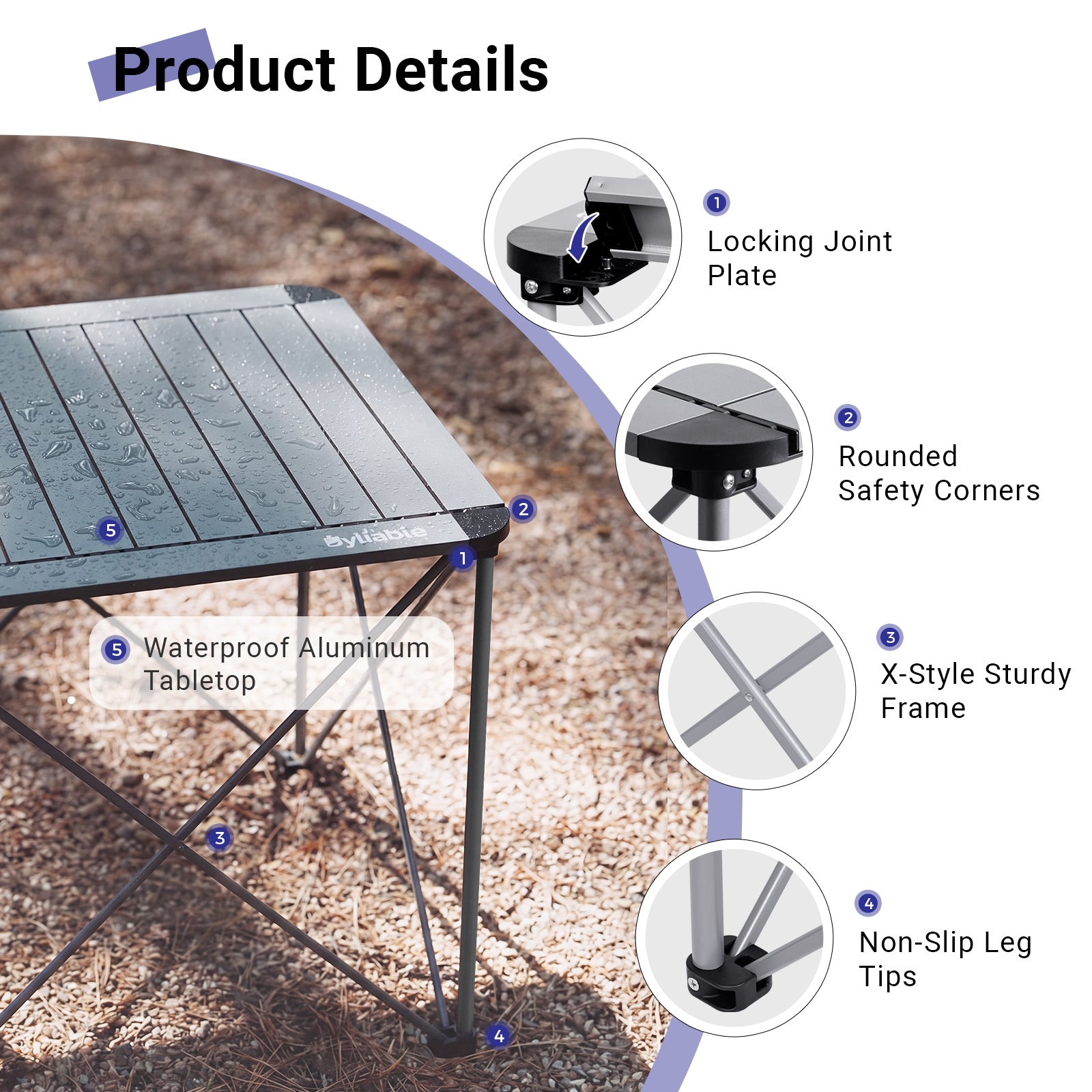 Portable Square Aluminum Camping Table