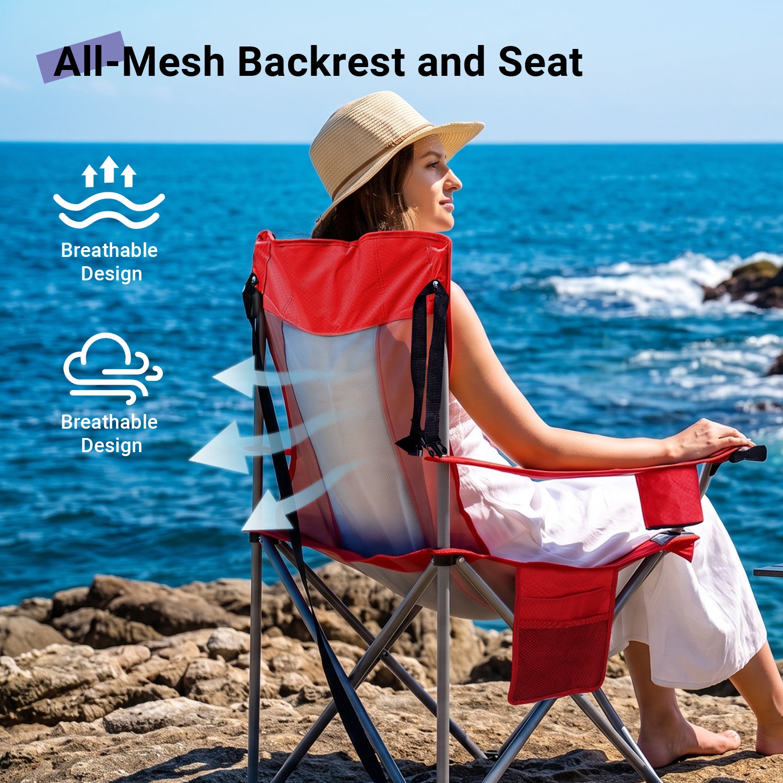 Large Folding Camping Chair with Cooler Bag