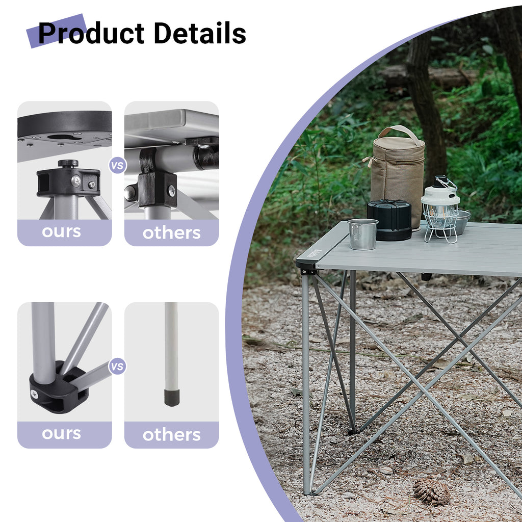 Portable Square Aluminum Camping Table