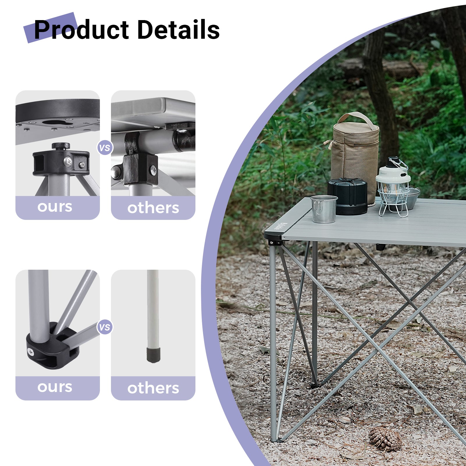 Portable Square Aluminum Camping Table
