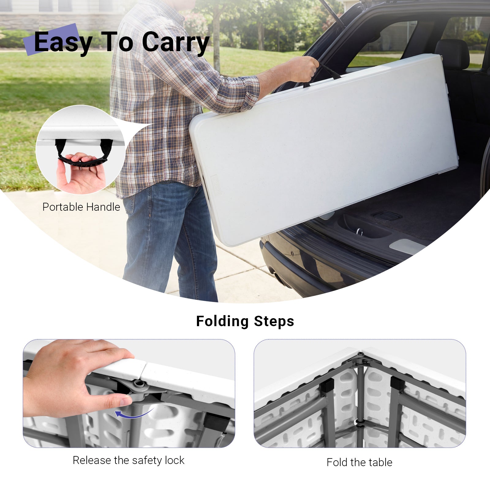 Byliable 6FT Narrow Folding Table