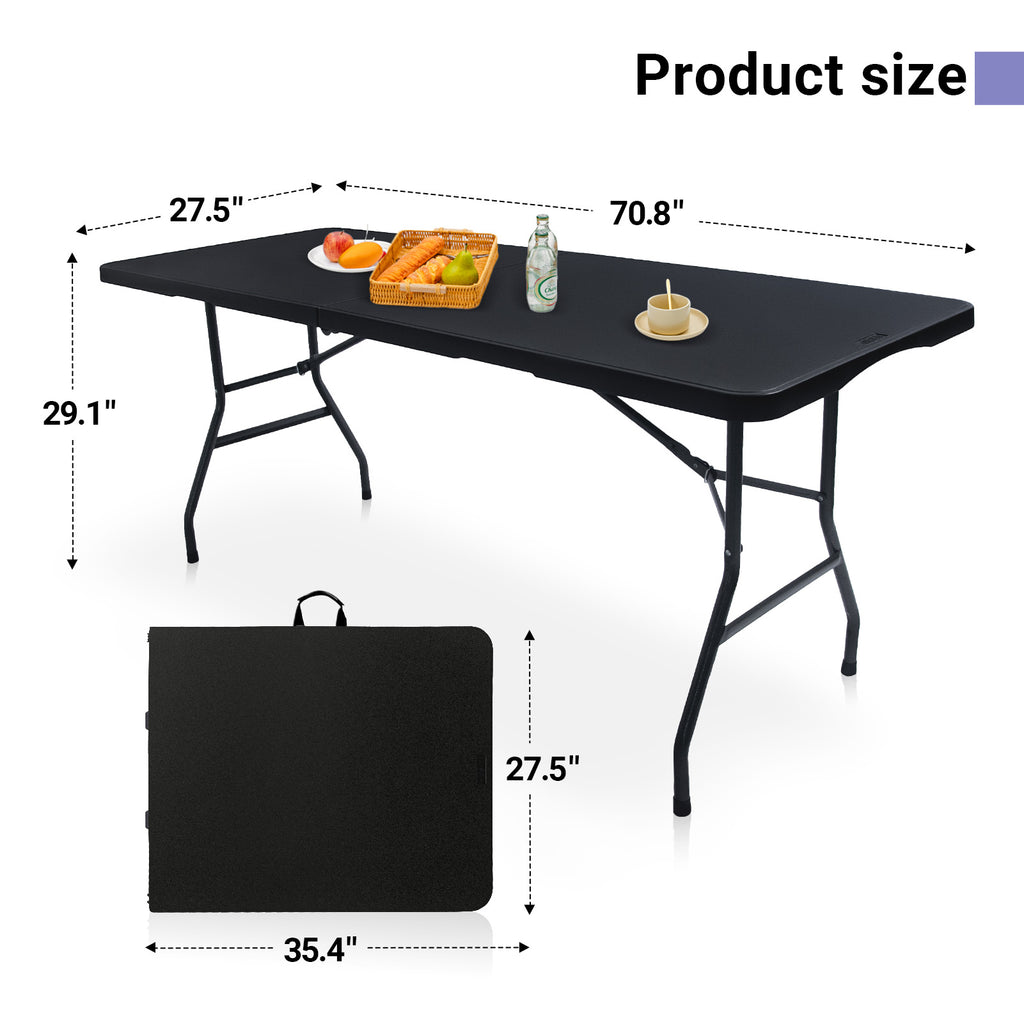 6ft Portable Heavy Duty Plastic Folding Table