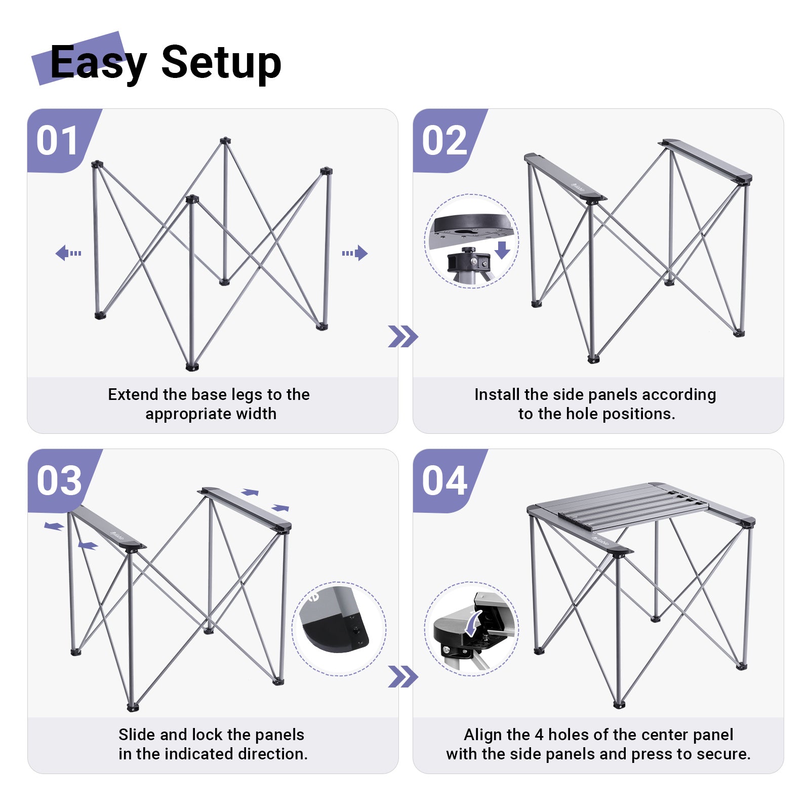 Portable Square Aluminum Camping Table