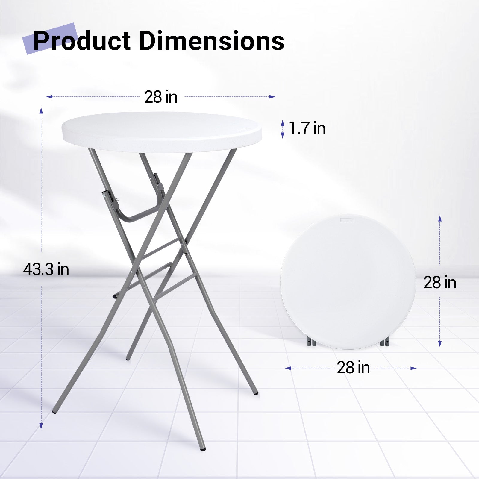Byliable 28" Round Folding Cocktail Table