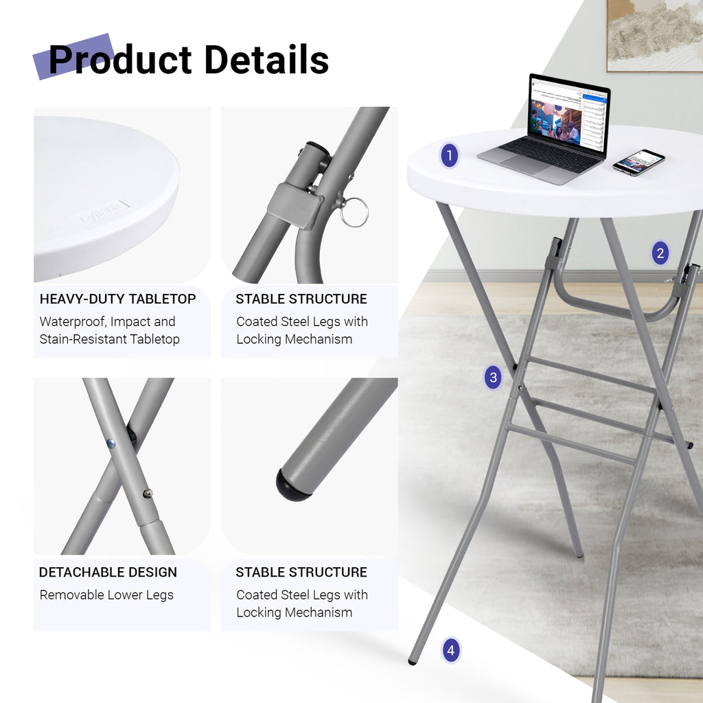 Byliable 28" Round Folding Cocktail Table